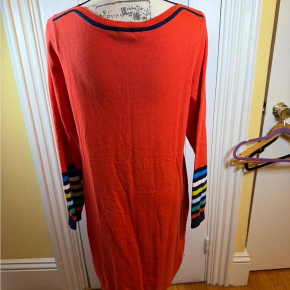 Boden Orange sweater Dress with Striped Sleeves UK 16, US 12 - Picture 3 of 14